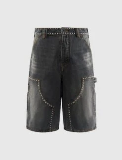 STUDDED DENIM SHORTS
