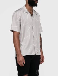 SCRIPT WOVEN SHIRT -A Ma Maniéré Clothing Shop AMM 01 SCRIPTWOVEN GRY 2
