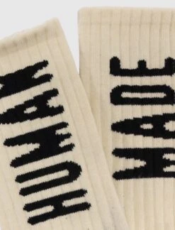 Premium Thick Pile Jacquard Logo Calf Socks - Soft Cotton Blend -A Ma Maniéré Clothing Shop HM29GD062 WHT 2