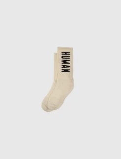 Premium Thick Pile Jacquard Logo Calf Socks - Soft Cotton Blend -A Ma Maniéré Clothing Shop HM29GD062 WHT 3