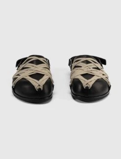 HOLLYWOOD MEGALACED MULE " GRANOLA/BLACK " -A Ma Maniéré Clothing Shop LACEDMULEBLKCREAM 5