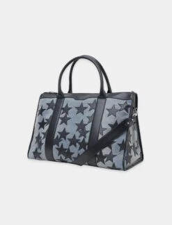 Amiri Weekender Stars Denim Bag with Nappa Leather Patches