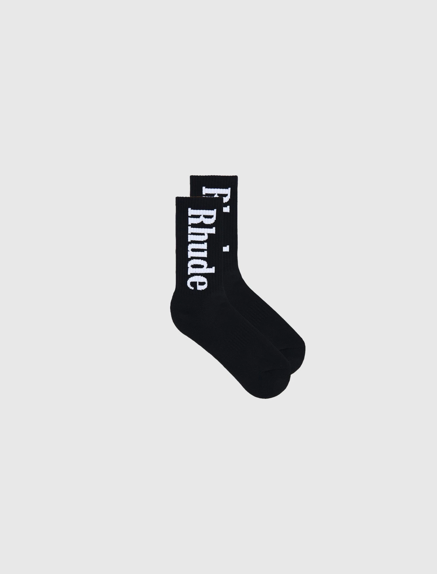 Rhude Vertical Logo Socks - Black Ribbed Cotton Blend 3 Rhude Vertical Logo Socks - Black Ribbed Cotton Blend