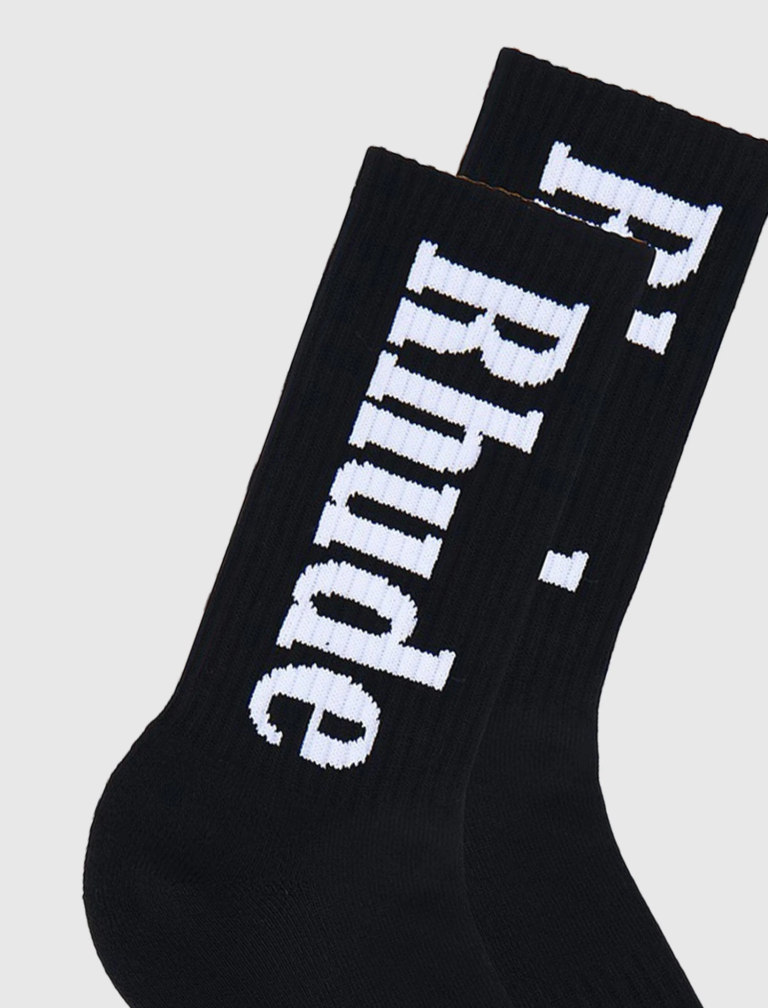 Rhude Vertical Logo Socks - Black Ribbed Cotton Blend 4 Rhude Vertical Logo Socks - Black Ribbed Cotton Blend - Image 2