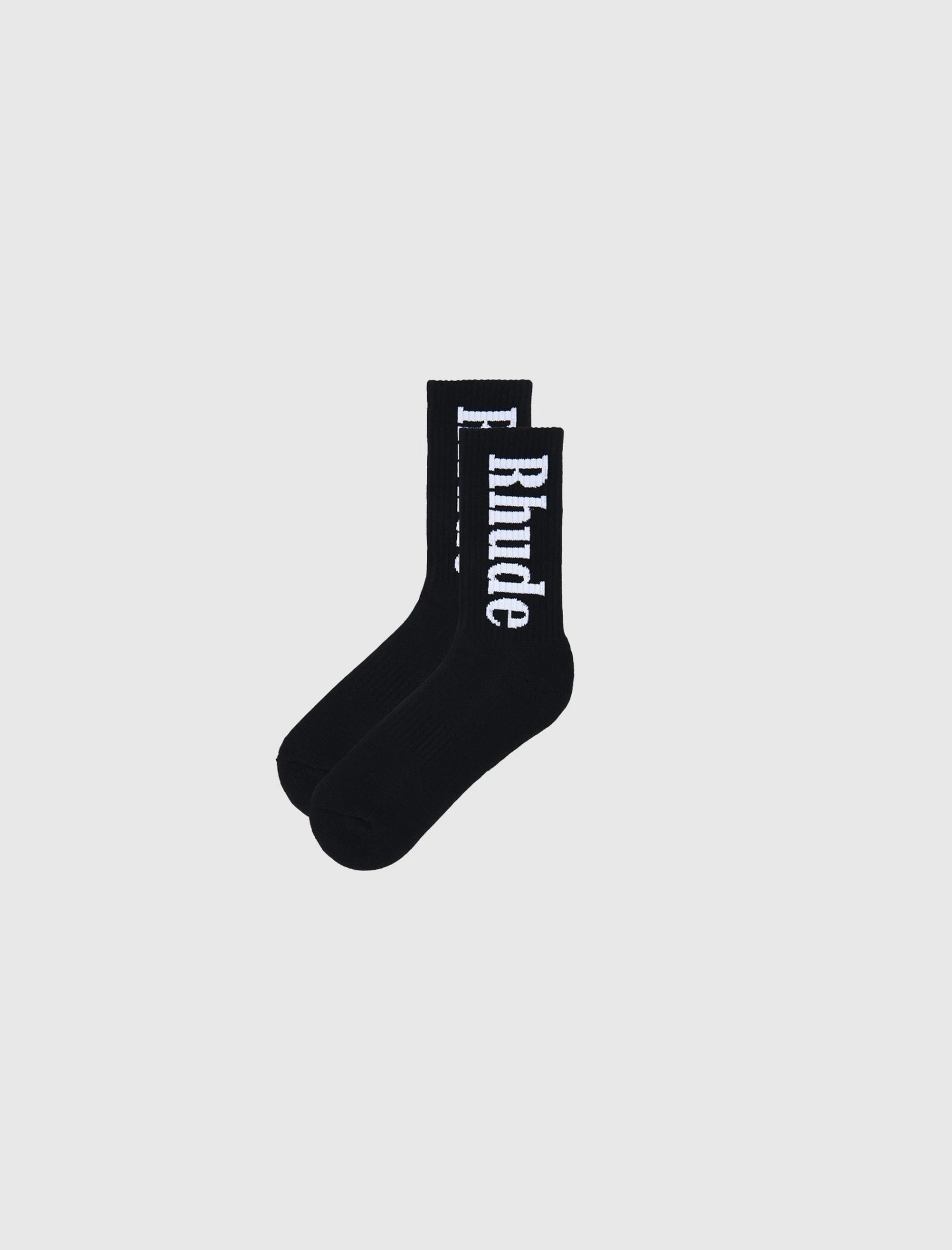 Rhude Vertical Logo Socks - Black Ribbed Cotton Blend 5 Rhude Vertical Logo Socks - Black Ribbed Cotton Blend - Image 3