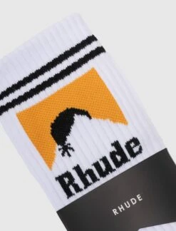 Rhude Striped Moonlight Sock - Premium Ribbed Cotton Socks 6 Rhude Striped Moonlight Sock - Premium Ribbed Cotton Socks -A Ma Maniéré Clothing Shop RHPF25SO05750 WHT 2