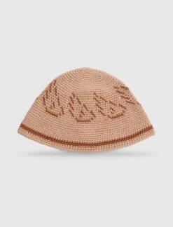 Adish Crocheted Bucket Hat with Intarsia Knit Motifs